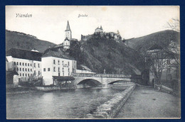 Luxembourg. Vianden. Brücke. Hockelsturm Und Schloss. Pont Sur L' Our, Beffroi Et Château. Café Hartmann-Hiertz. - Vianden