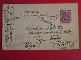 BO17 CANADA BELLE  CARTE ENTIER CENSUREE  1945   MONTREUL A LYON FRANCE ++ AFFRANCH .  PLAISANT+++ - 1903-1954 Rois
