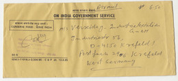 India Official Letter Cover Posted 1987 To Germany B230301 - Official Stamps