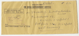 India Official Letter Cover Posted 1987 To Germany B230301 - Timbres De Service