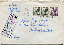 FRANCE LETTRE RECOMMANDEE DEPART POSTE AUX ARMEES ?-11-48 POUR LA FRANCE - 1944 Hahn Und Marianne D'Alger