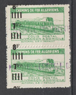 1947 - ALGERIE - COLIS POSTAUX - SPECTACULAIRE VARIETE SURCHARGE à CHEVAL ! PAIRE ** MNH - Colis Postaux