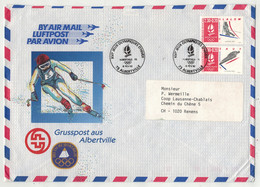 France // Lettre  De Albertville (jeux Olympiques 1992) Pour La Suisse Le 8.02.1992 - Lettres & Documents