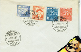 SOBRE ENVELOPPE ANDORRA 1953 4V.  8-01.1953 - Frankeermachines (EMA)
