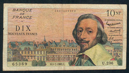 FRANCE P142 10 NOUVEAUX FRANCS 5.7.1962 #U.236   FINE - 10 NF 1959-1963 ''Richelieu''