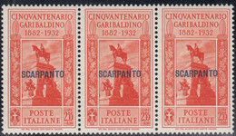 1932 Giuseppe Garibaldi 3 Val. Sass. 25 MNH** Cv 210 - Egée (Scarpanto)