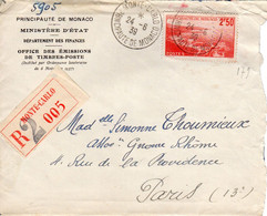 Lettre Recommandée Monaco 1939 - Cartas & Documentos