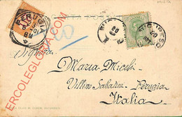 Ad6008 - ROMANIA - Postal History  - POSTCARD  To ITALY 1901 Taxed SEGNATASSE - Briefe U. Dokumente