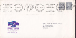 Finland HOTELLI URSULA Slogan Flamme 'Behandla Djuren Väl' HELSINKI 1974 Cover Brief Lettre ESBJERG Denmark - Brieven En Documenten