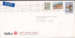 Finland PAR AVION Label HJELKA, HYVÄN MIELEN HOTELLI, HELSINKI 1973 Cover Brief Lettre ESBJERG Denmark Bus Omnibus Samen - Brieven En Documenten