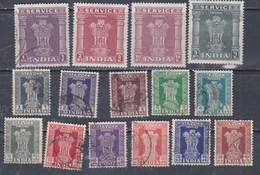 Inde Service N° 23 / 35 O, X:  Colonne D'Asoka, Les 15 Valeurs Oblitérées (les 33 / 35 Trace Charnière) Sinon TB - Official Stamps