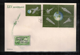 Cuba 1964 Space / Raumfahrt 25th Anniversary Of The First Post Rocket Experiment - Rockets And Satellites FDC - América Del Sur