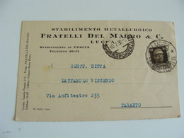 1932 LUCCA - Fratelli Del Magro & C. - Stabilimento Metallurgico  A TARANTO   COMMERCIO   VIAGGIATA FORMATO PICCOLO - Händler