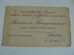 1918  BONINO & BONGIOANNINI   TORINO A BIELLA  BIANCHERIA  MERLETTI TESSUTI   COMMERCIO   VIAGGIATA FORMATO PICCOLO - Händler