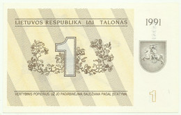 Lithuania - 1 Talonas - 1991 - Pick 32.b - Unc. - Serie CP - Lituanie