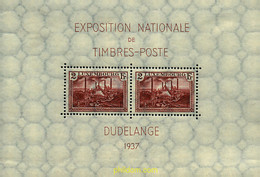 97717 MNH LUXEMBURGO 1937 EXPOSICION FILATELICA NACIONAL EN DUDELANGE - Gebraucht