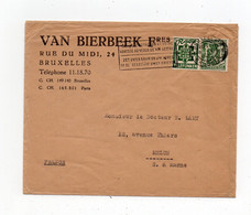 !!! BELGIQUE, LETTRE DE 1937 AVEC TIMBRE PUBLICITAIRE - Covers & Documents