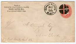 !!! ENTIER POSTAL DES USA CACHET DE GRAND RAPIDS 12/5/1884 - ...-1900