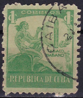 Cuba YT 257 Mi 158 Année 1939 (Used °) Indien, Cigare, Feuille De Tabac - Gebruikt