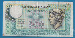 ITALIA 500 LIRE 14.02.1974 # O03 568281 P# 94 MERCURY - Biglietti Di Stato