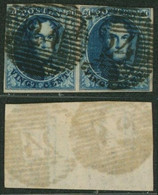 Médaillon - N°4 En Paire Au Filet Obl P24 Bruxelles. Belles Frappes - 1849-1850 Medallions (3/5)