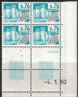 PREO - ANGERS - N°166 - BLOC DE 4 - COIN DATE - DU 4-1-1980 - COTE 2€50 - Préoblitérés