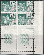 PREO - KERJEAN - N°167 - BLOC DE 4 - COIN DATE - DU 10-1-1980 - COTE 2€50 - Préoblitérés