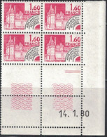 PREO - PIERREFONDS - N°168 - BLOC DE 4 - COIN DATE - DU 14-1-1980 - COTE 5€ - Préoblitérés