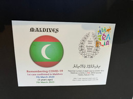 (1 P 32) 3rd Anniversary Of 1st Case Of COVID-19 Declared In Maldives - 7th March 2020 (with OZ Stamp) - Autres & Non Classés