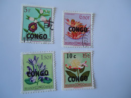 CONGO   USED STAMPS FLOWERS   OVERPRINT - Autres & Non Classés