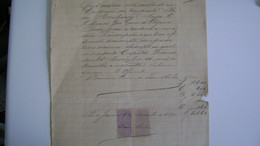 BRAZIL / BRASIL - DOCUMENT WITH TWO "CRUZEIRO" TAX STAMPS ISSUED IN RIO DE JANEIRO IN 1890 IN THE STATE - Covers & Documents