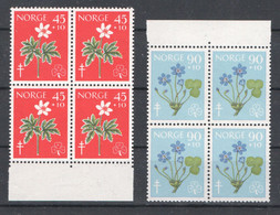 Norvège N° 396 à 397 Neufs ** (MNH) - Blocs De 4 - Fleurs - Croix De Lorraine - Nuovi