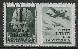 Italia Italy 1944 Regno RSI Propaganda Di Guerra Fascio C25 Sa N.PG27 US - Propagande De Guerre