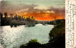 Washington Spokane River Beautiful Sunset 1909 - Spokane