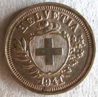 Suisse 1 Rappen 1941 B , Plaqué Argent , Superbe. - 1 Rappen