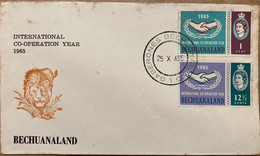 BECHUANALAND-1965, FDC  COVER UNUSED, PRIVATE PRINTED, ILLUSTRATE LION, INT CO-OPERATION YEAR,  GABORONE TOWN CANCEL. - 1965-1966 Autonomía Interna