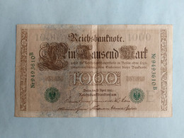 Reichsbanknote 1000 Mark Sceau Vert 1910 (nr 949610B) - 1000 Mark