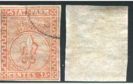 ITALIE 1853 PARMA N⁰7c 15c Vermillon Oblitéré CàD - Parma