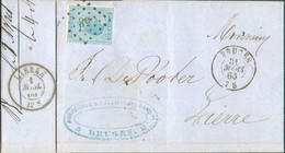 N°18 - 20 Centimes Bleu,  Obl. LP.58 Sur Lettre De BRUGES le 31 Mars 1865 Vers Lierre - Superbe - 20811 - 1865-1866 Perfil Izquierdo