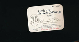 Etiquette  Vin  Cuvée Princes D'Orange Côte Du Rhône Christian Bonfils 1996 à Sablet 84110 - Composer