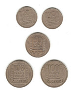 447/ Algérie (col. Fr) : 20 Francs 1949 Et 1956 - 50 Francs 1949 - 100 Francs 1950 Et 1952 (la Série Complète) - Argelia