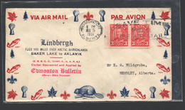 1931  Commemorative Cover «Lindbergh Flies 115 Miles Over Arctic / Baker Lake To Aklavik» - Premiers Vols