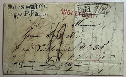 BAYSWATER / 2 PY P.PAID (London Westminster GB)1824 Entire>Paris France"ANGLETERRE" (cover Lettre Horse Cheval - ...-1840 Préphilatélie