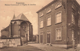 Belgique - Arquennes - Maison Communale Et L'église De Derrière - Edit. Gaston Dechief Marchand - Carte Postale Ancienne - Soignies