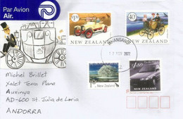 New-Zealand Cars : 2022. Talbot 1915,Benz 1895, Toyota Corolla "on The Road". Letter To Andorra (Principality) - Lettres & Documents