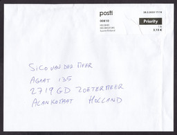 Finland: Parcel Fragment (cut-out) To Netherlands, 2023, ATM Machine Label, 3.15 Rate (damaged; Creases) - Lettres & Documents