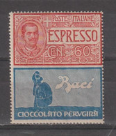 REGNO:  1925  ESPRESSO  BACI  PERUGINA  -  60 C. ROSSO  E  AZZURRO  N. -  NON  EMESSO  -  SASS. 21 - Reklame