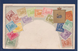 CPA Australie Philatélie Timbres Postes Gaufré Embossed Héraldisme Non Circulé - Other & Unclassified