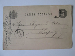 Roumanie Entier Pos.5 Bani Voyagee Botoșani-Leipzig 1886/Romania Stationery Post.5 Bani Mailed Botoșani-Leipzig 1886 - Briefe U. Dokumente