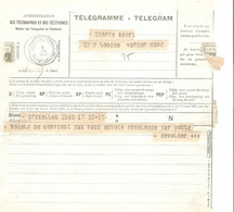 Télégramme - Telegram Déposé à Bruxelles > Meert à Gand C. D'arrivée Octogonal Gent (Middem)-Gand (Centre) 1/3/1920 - Telegrammen